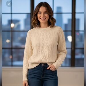 Qmack Cropped Cottage‎ Prairie Womens Sweater Cream Size Large